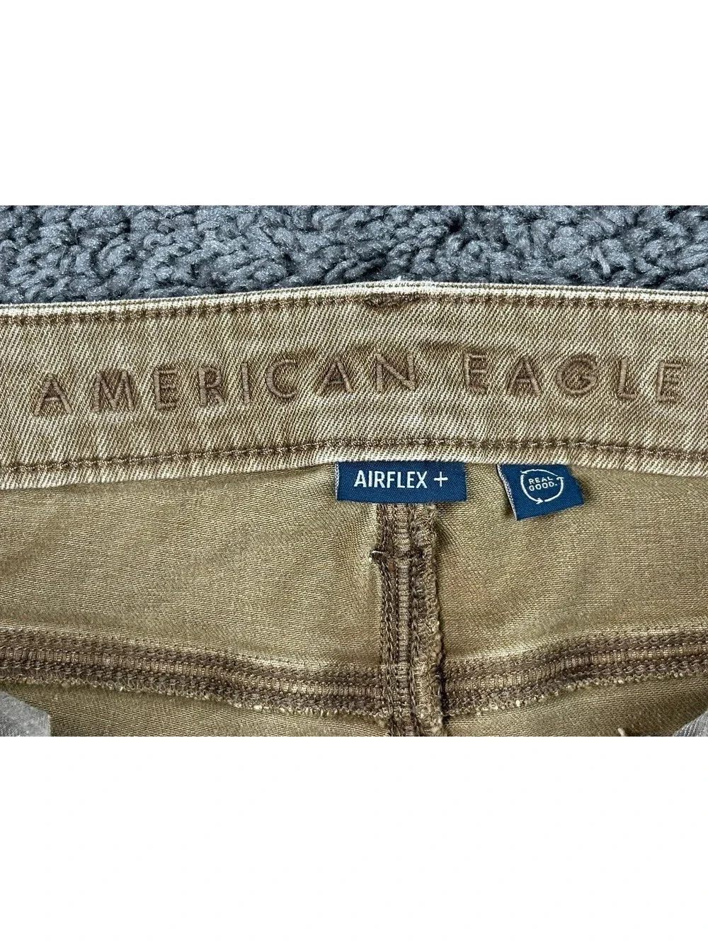 American Eagle Mens AirFlex+ Jeans Tan Brown Slim Straight Stretch Denim 32x32